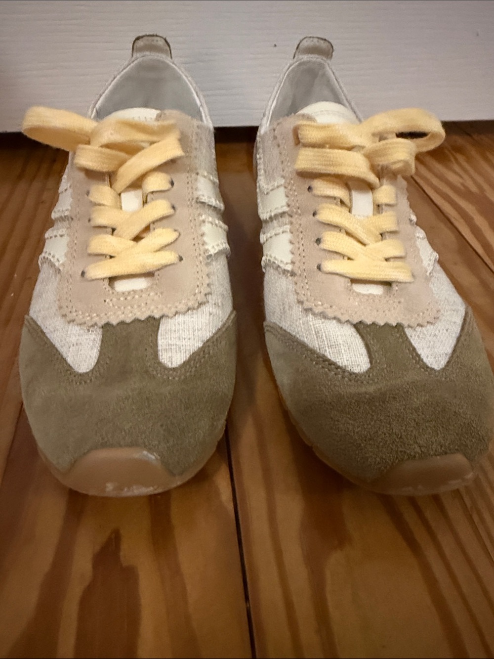 Dolce Vita Suede & Fabric Sneakers in Olive and Cream - Casual Lace-Up